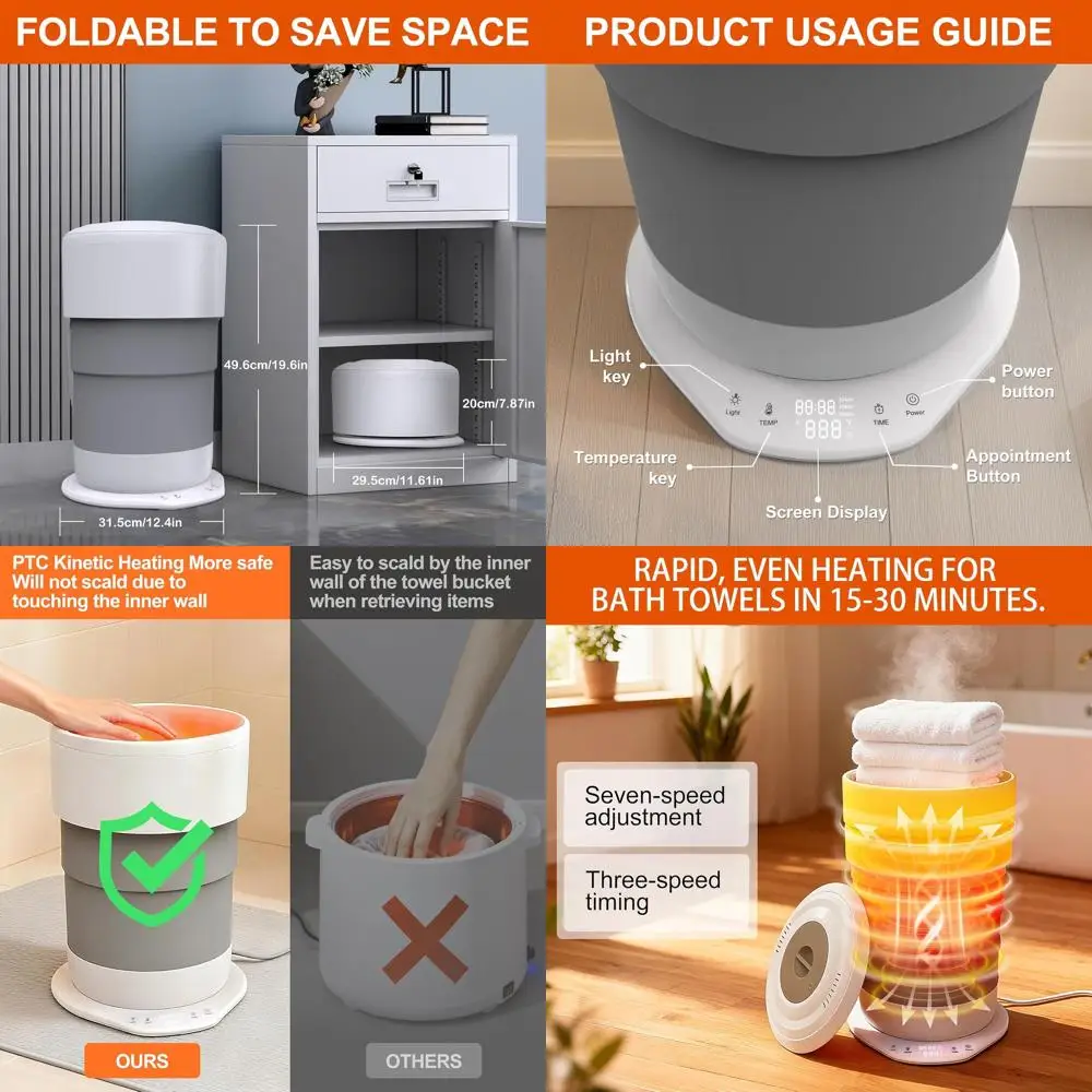 

Автоматический подогреватель полотенец с функцией отключения для больших полотенец, халатов и пледов