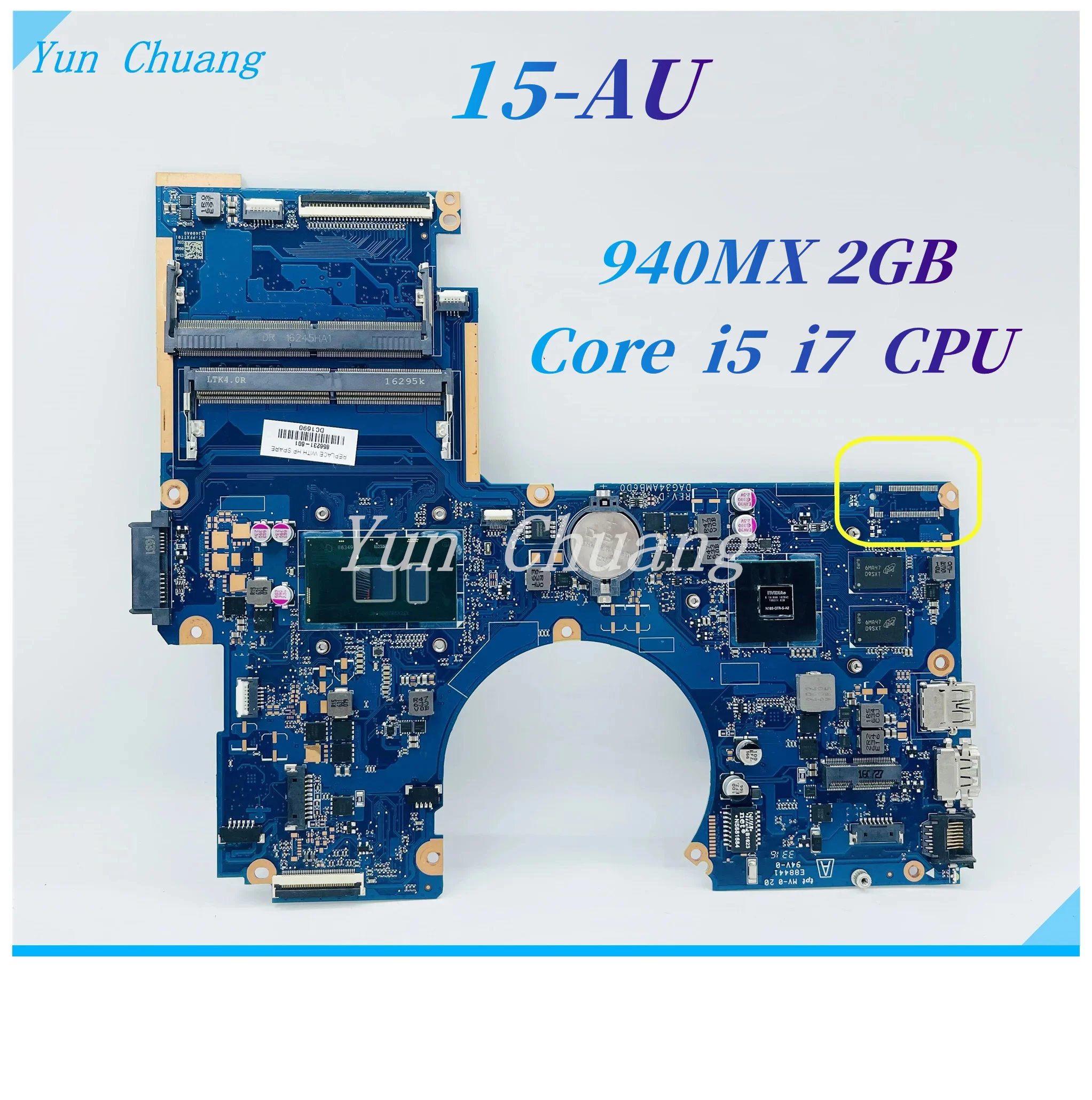 

DAG34AMB6D0 Mainboard For HP Pavilion TPN-Q172 15-AU Laptop Motherboard With Core i5 i7 CPU 940MX 2GB GPU DDR4 100% Work