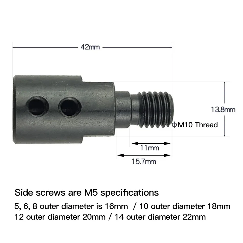 M10 Saw Blade Connecting Shaft 5/6/8/10/12/14mm Grinding Polishing Motor Shaft Connecting Rod Sleeve Drill Spindle Chuck Adapter