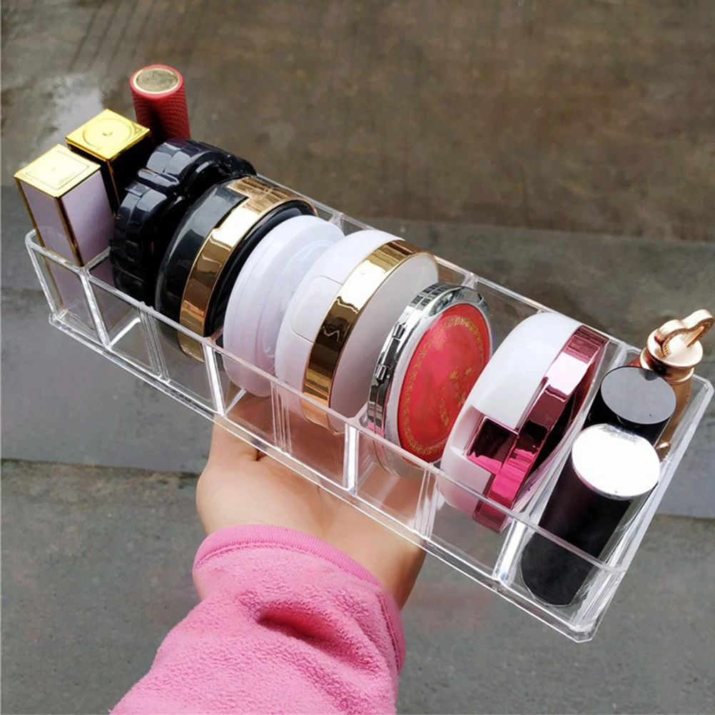 

Clear Acrylic Eye Shadow Storage Box Multifunctional Makeup Organizer Multigrid Lipstick Display Rack for Home Mall Use