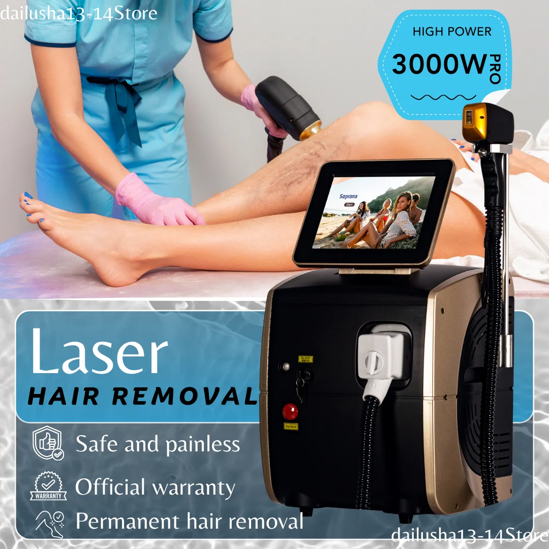 

Professional Diode Ice Titanium Laser Body Hair Removal Machine 808nm Alexandrite Device 3 Waves Painless Permanent CE Woman