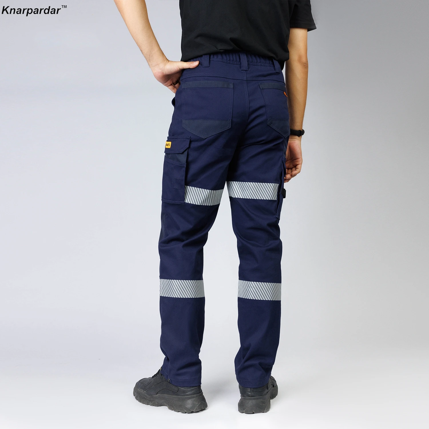 100% cotton  Men\'s Navy Blue Work Pants High-stretch work trousers multi-pocket workwear with reflective stripes