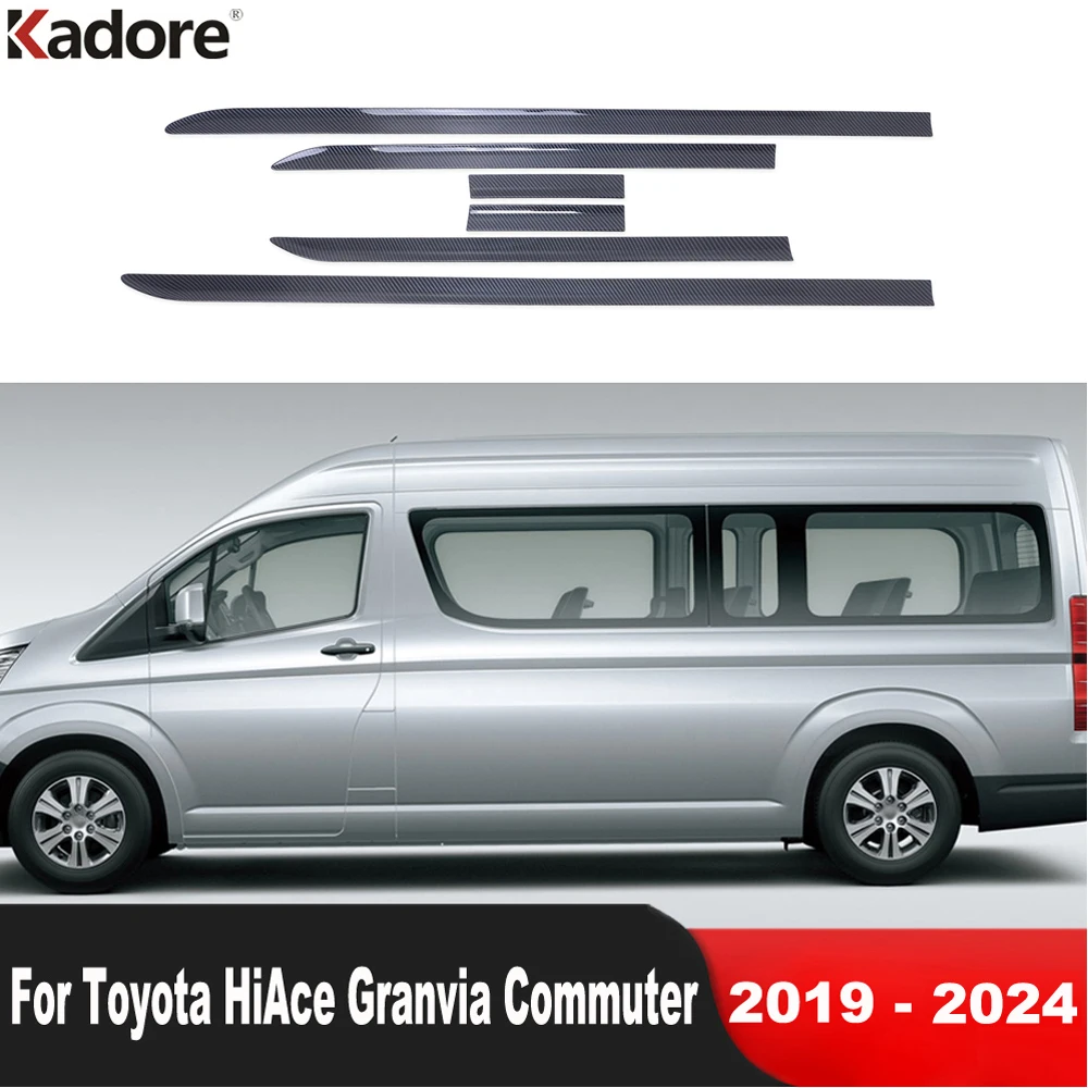 For Toyota HiAce Granvia Commuter 2019-2021 2022 2023 2024 Carbon Car Side Door Body Trim Door Panel Streamer Strip Accessories