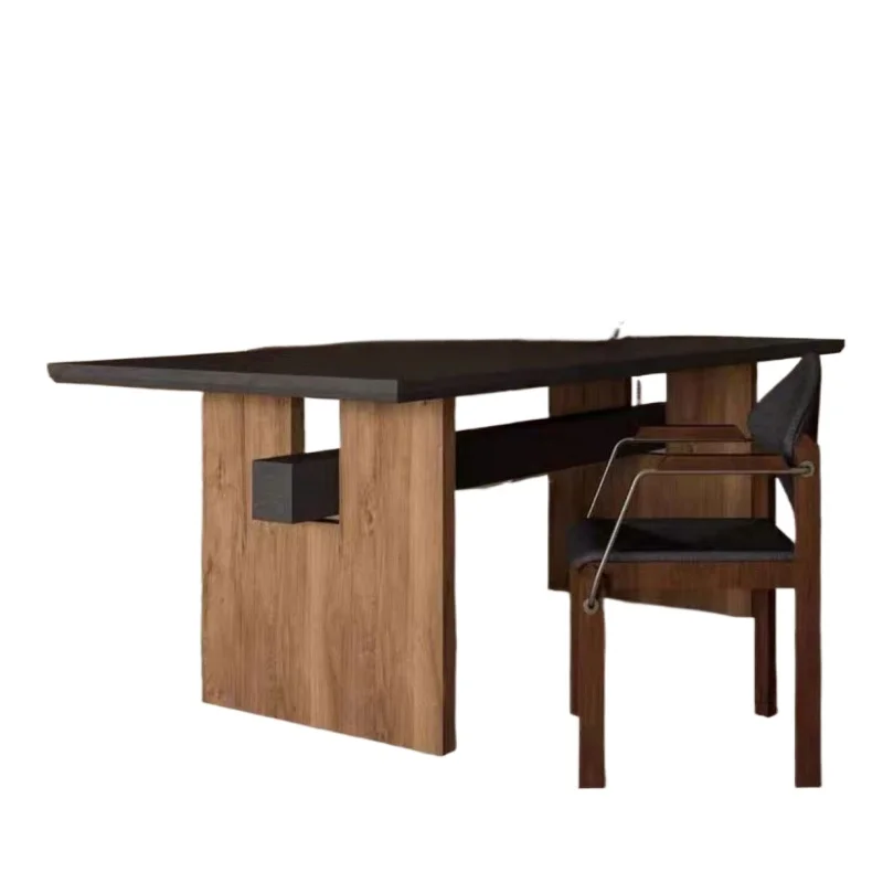 

wabi-sabi wind medieval solid wood home dining table, rectangular Nordic simple table