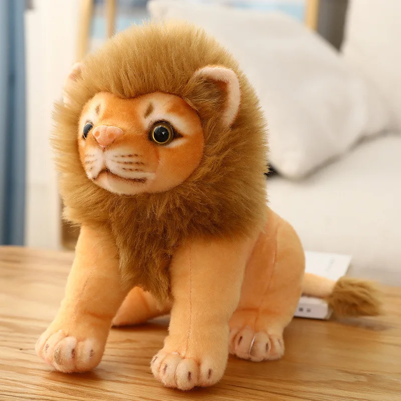 Real Life Lion Stuffed Toy, Brinquedo de pelúcia, Xmas Gift, Simulação Boneca Animal, Modelo bonito, Almofada, Crianças Gfit, 23 cm, 28cm