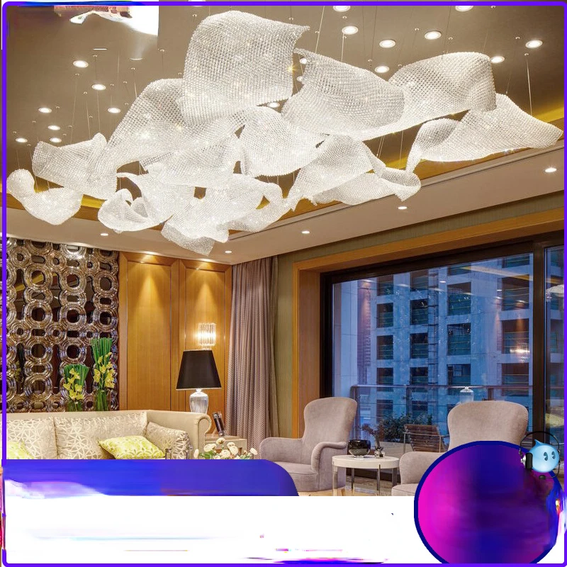 Customized Hotel Lobby Sand Tray Chandelier Banquet Hall Pineapple Beads Crystal Net Non-Standard Engineering Lamp