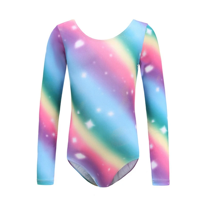 Kids Long-Sleeved Gymnastics Leotard Children Girls Ballet Body Suit Dance Stage Performance Clothes 3-14 Years