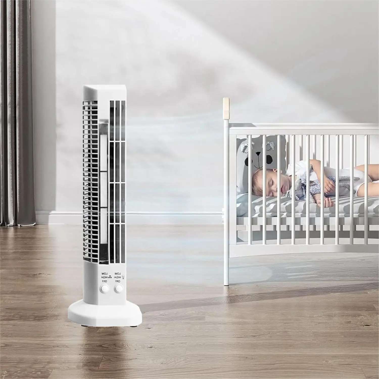 Portable USB Desktop Air Conditioner Fan Mini Vertical Bladeless Air Cooler Fan with LED Light Cooling Tower Fan for Home Office