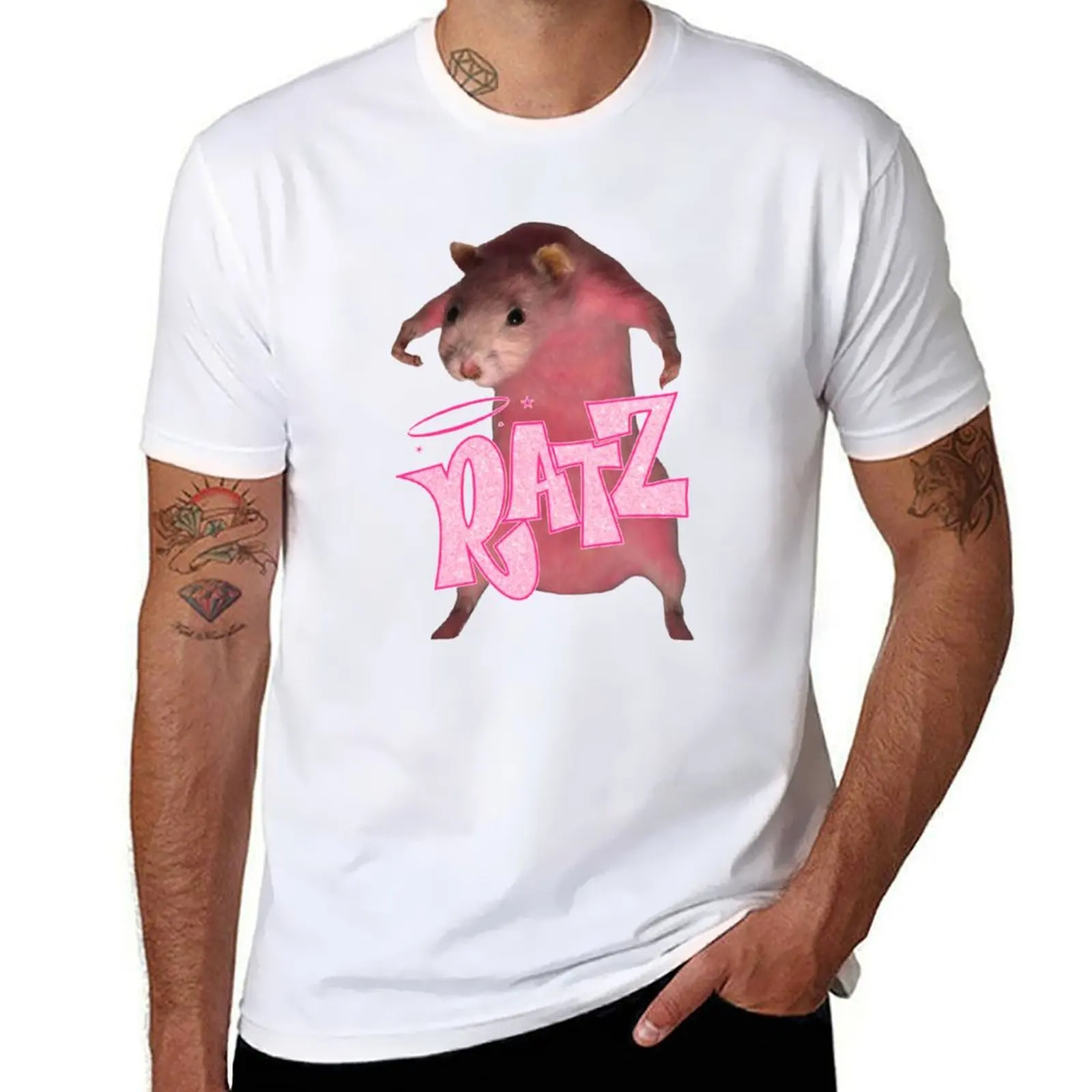 

HQ Pink Rat Ratz Meme T-Shirt kawaii clothes Funny t-shirts Men's t-shirt