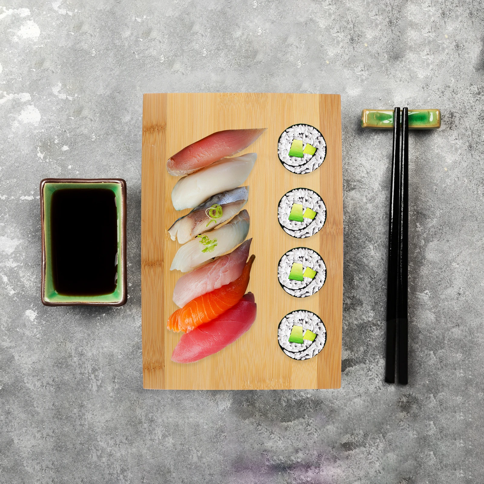 

Bamboo Sushi Arrangement Board Japanese Tray Serving Tableware Smooth Surface Display Use Home
