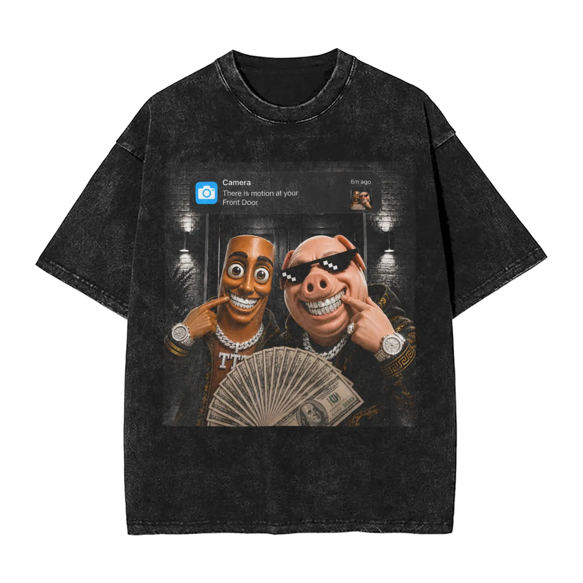 Tung Tung Tung Sahur John Pork Motion At Your Front Door T-Shirt for Men  Humor Cotton Tee Shirt O Neck Short Sleeve T Shirt