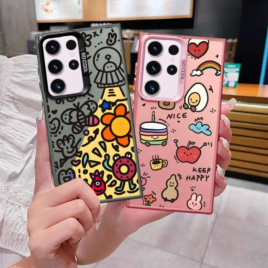 Sketch Graffiti Case for Samsung Galaxy S26 Ultra S20 FE S23 S22 S24 FE S21 Note 20 S25 Edge Phone Cover