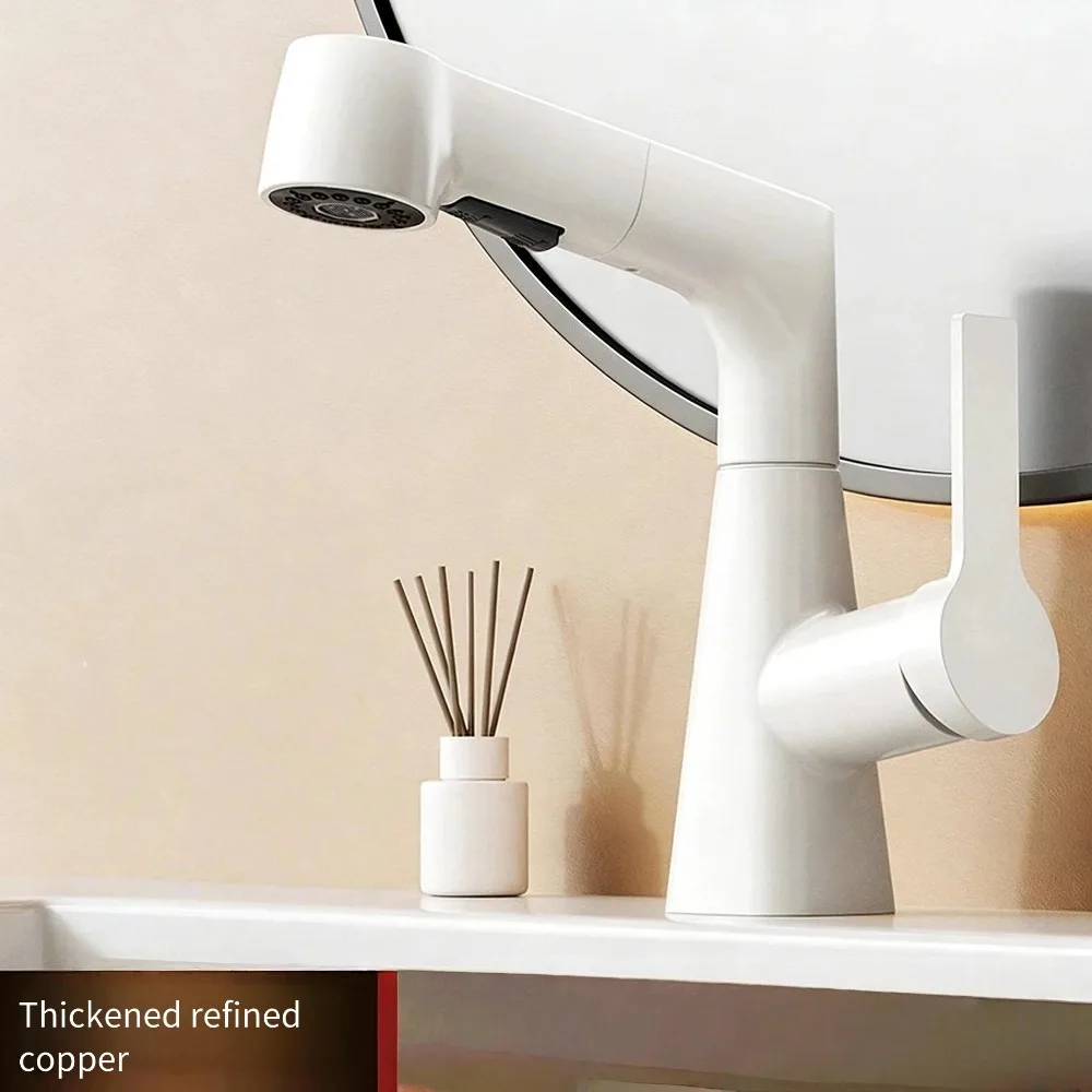 White Washbasin, Faucet, Bathroom, Sink Surface, Washbasin, Bathroom Cabinet, Pull-Out Type, Hot and Cold Two-In-One