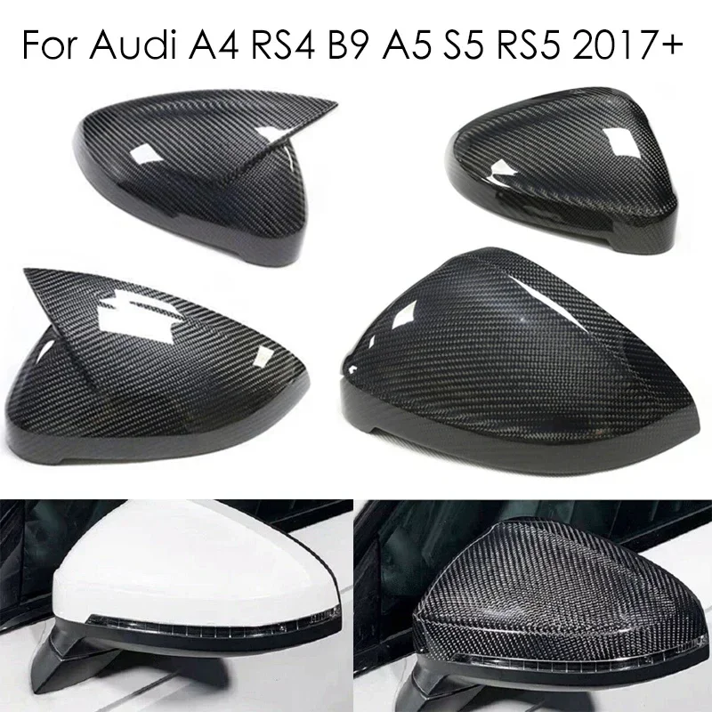 

For AUDI A4 S4 RS4 B9 A5 S5 RS5 2017-2023 Carbon Fiber Car Door Rear view Side mirrors Cover Cap Add On Style Auto parts