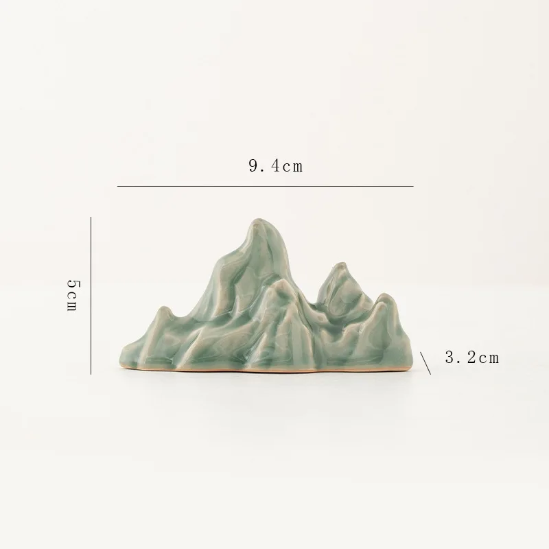 Chinese Style Ceramic Mountain Rockery Figurine, Multi-use Pen Rest Fish Tank Landscape Oriental Desk Home Decor Ornament