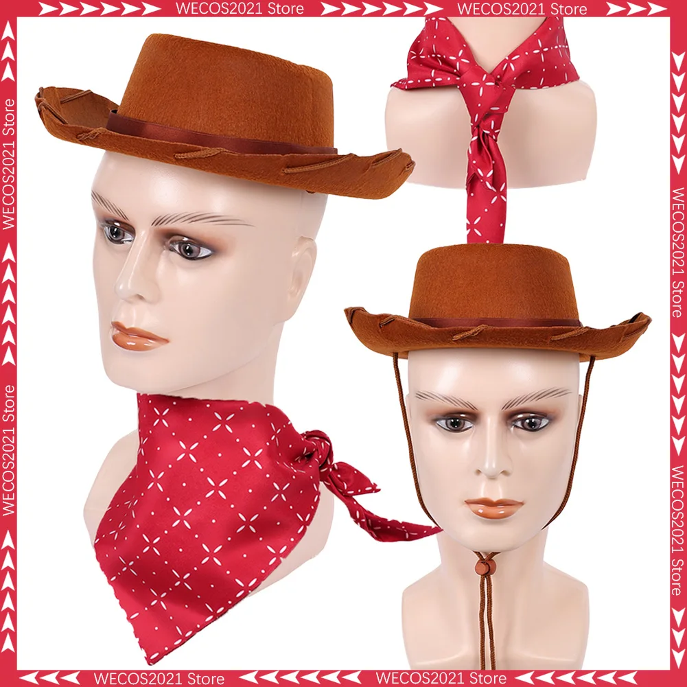 

Disguise Woody Hat Scarf Cosplay Cap Movie Plush Story Men Disfraz Costume Accessories Male Halloween Role Play Dress Up Prop