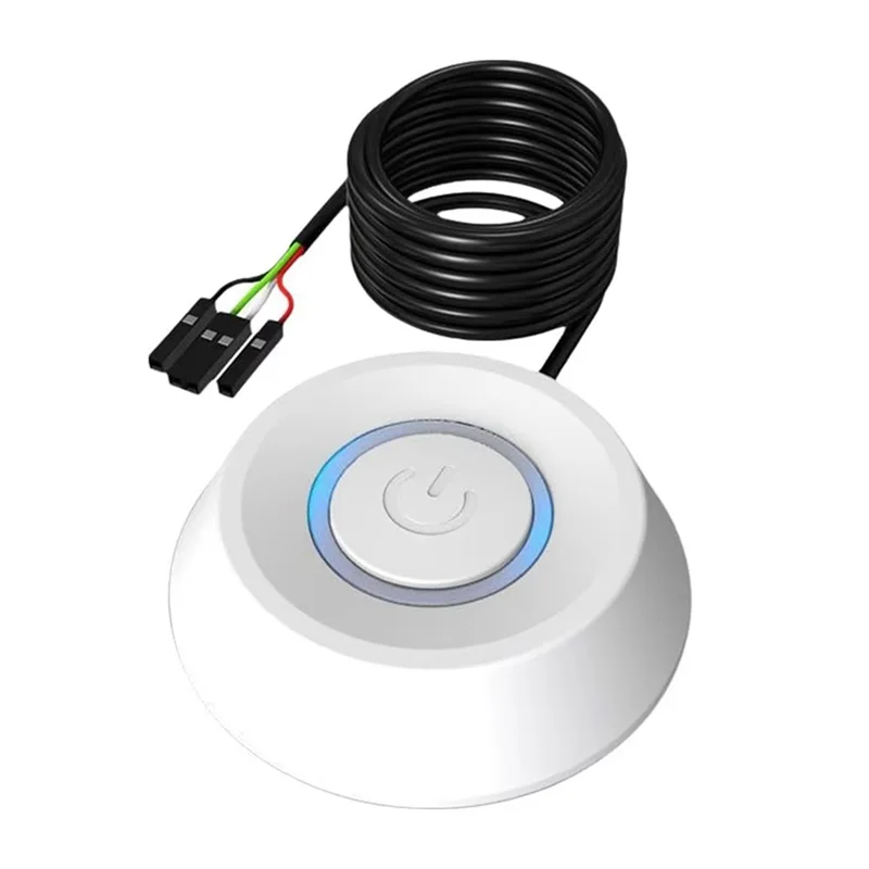 

FUFU Computer Desktop Switch 1.8M PC Motherboard External Start Power LED Lights Button Extension Cable Round Startup Switch B