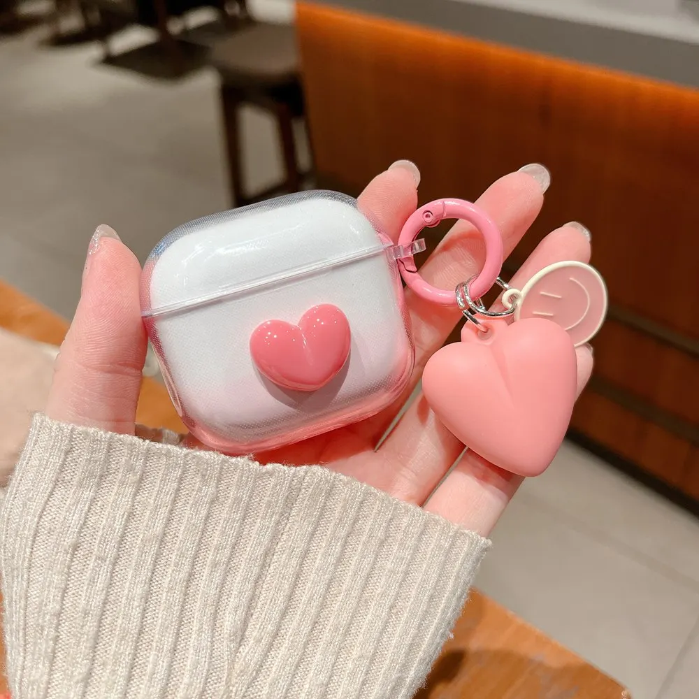 New Cute 3D Bear Flower Earphone Case for AirPods 4 Wireless Charging Box Protective Soft Cover For 2024 AirPods 4 With Keychain