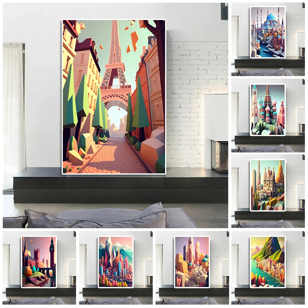 

Abstract Geometric City Comic Poster Print Rio De Janeiro Istanbul Canvas Painting Nordic Wall Art Mural Living Room Home Decor