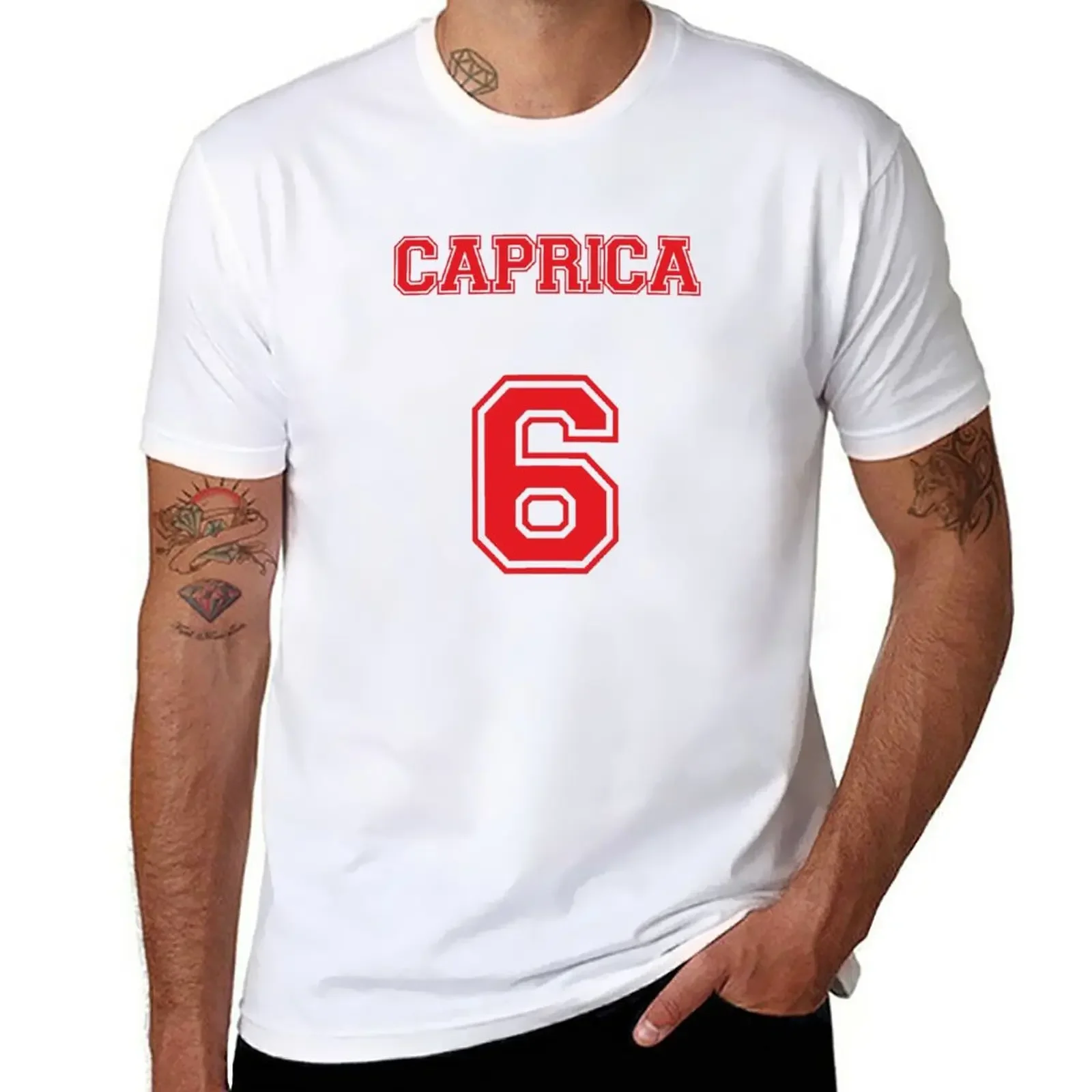 

Caprica 6 T-Shirt vintage clothes tops men clothings