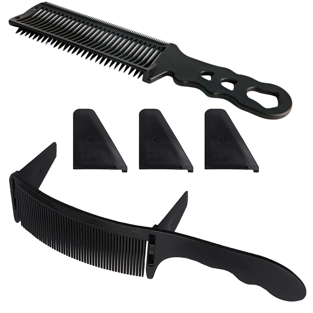 

1 Set Barber Combs Professional Hair Stylist Positioning Comb Set Durable Plastic Styling Tools For Men Mustache Beard Curved