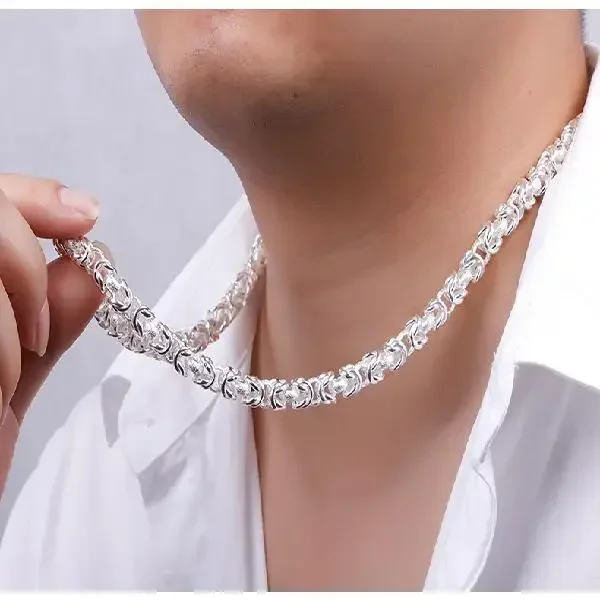 Fashion kpop solid Sterling Silver necklace for men pretty 8MM round faucet dragon 60cm Versatile jewelry wedding gifts