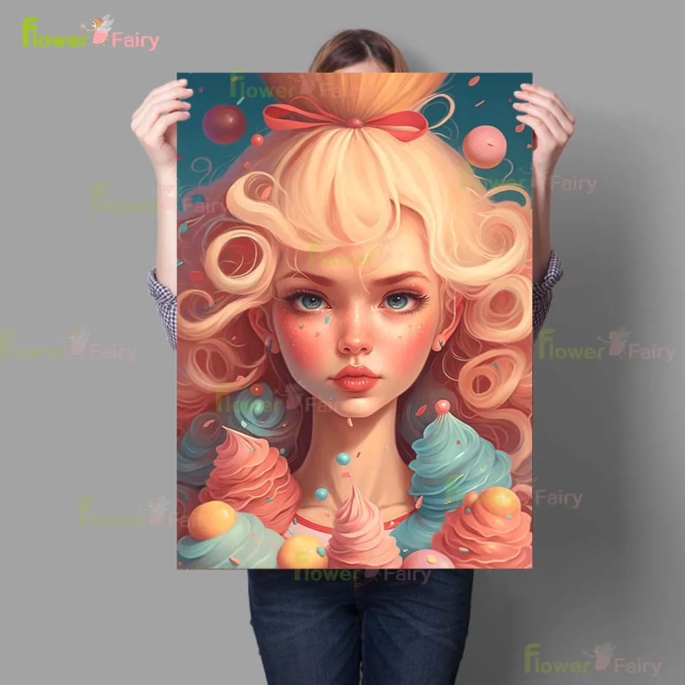 

Cartoon Candy Girls Illustration Portrait Posters Wall Art Canvas Painting Home Decor Wall Pictures For Living Room Unframed