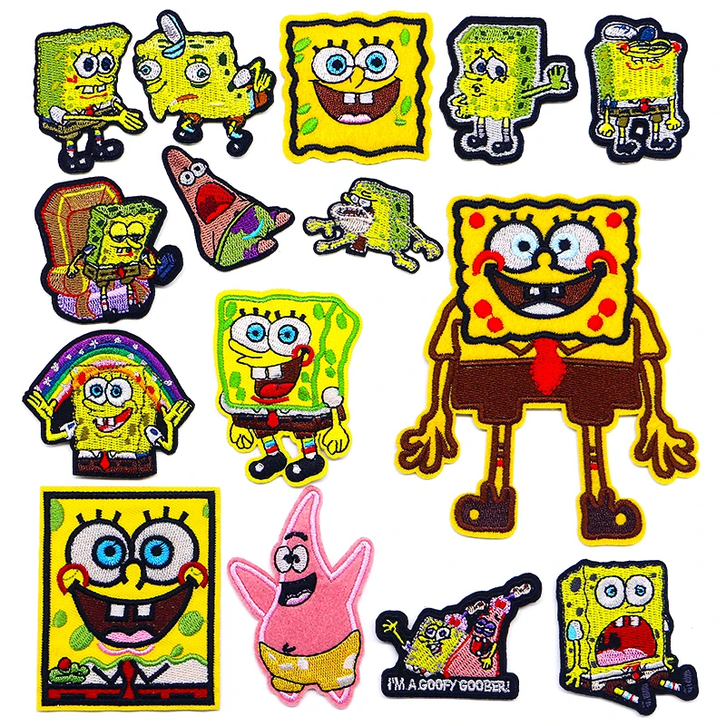 SpongeBob SquarePants Patrick Star Icon borduurwerk stoffen patches voor kleding DIY opstrijkbare patch op de stickers