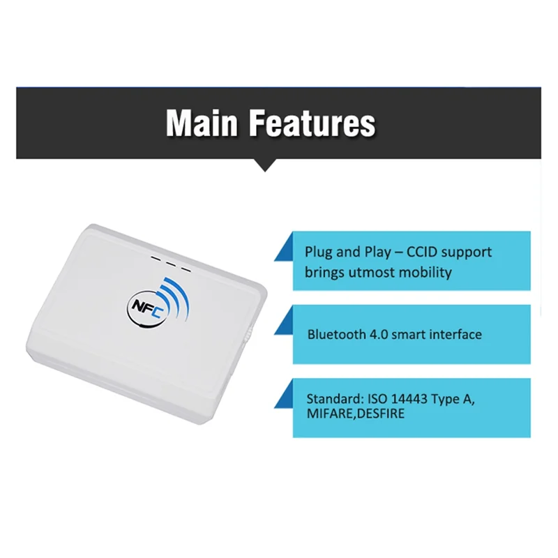 GROCE-Wireless Contactless 13.56Mhz NFC Reader Bluetooth Android RFID قارئ بطاقات الهاتف المحمول الكاتب (ACR1311)