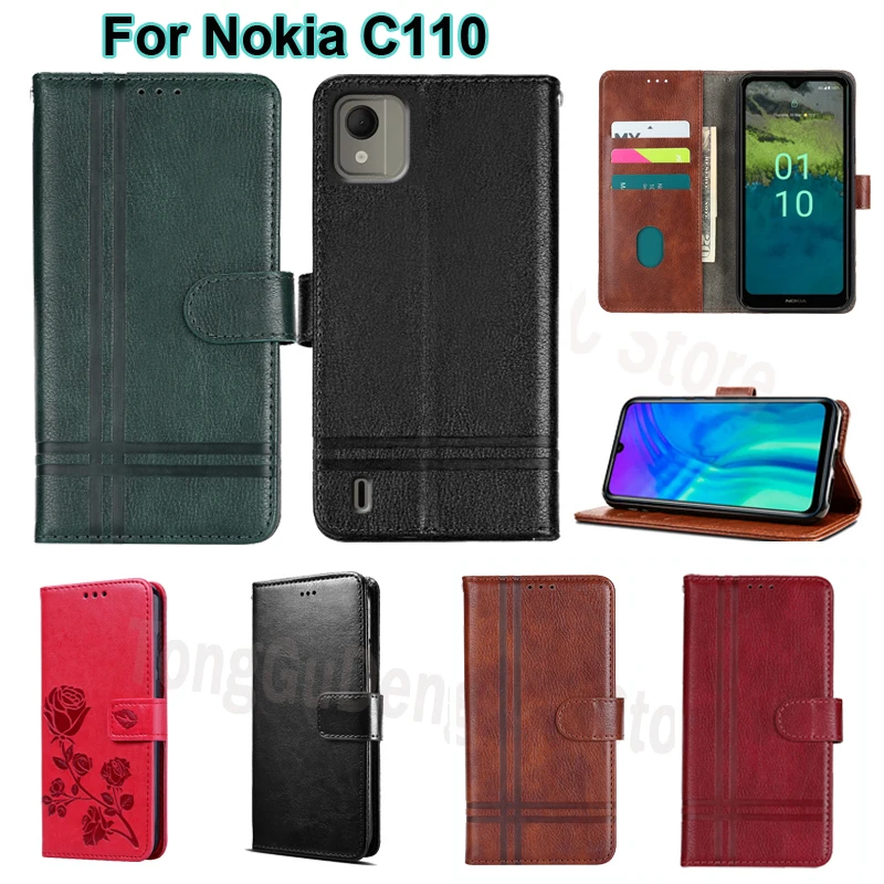 

For чехол на Nokia C110 Case Original Leather Protection Funda Coque Wallet Cover For Carcasas Nokia C110 C 110 6.3" Phone Cases