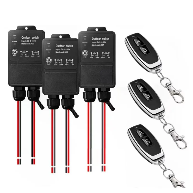 

【Last-Chance!】Remote Control Switch 433Mhz Wireless Waterproof Transmitter Receiver DC8V-80V 30A For Pump Fan Light
