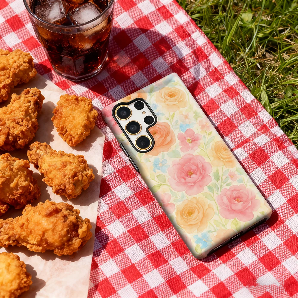 Funda de teléfono con ramo Floral de acuarela para Samsung Galaxy S25 Ultra S24 S23 Ultra Plus, funda trasera brillante de doble capa