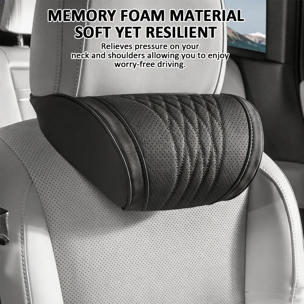 Coussin de tête de voiture luxueux en mousse à mémoire de forme, imitation cuir Napa, doux et respirant, oreiller de siège, accessoires de siège de voiture