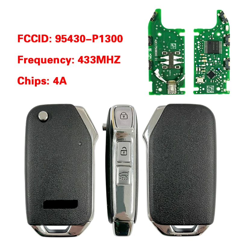 CN 051160   Original PCB 3 Taste Flip Remote Key FCCID 95430-P1300 4A PCF7939M 433 FRAGEN Für KIA Carnival Sorento Sportage V NQ5