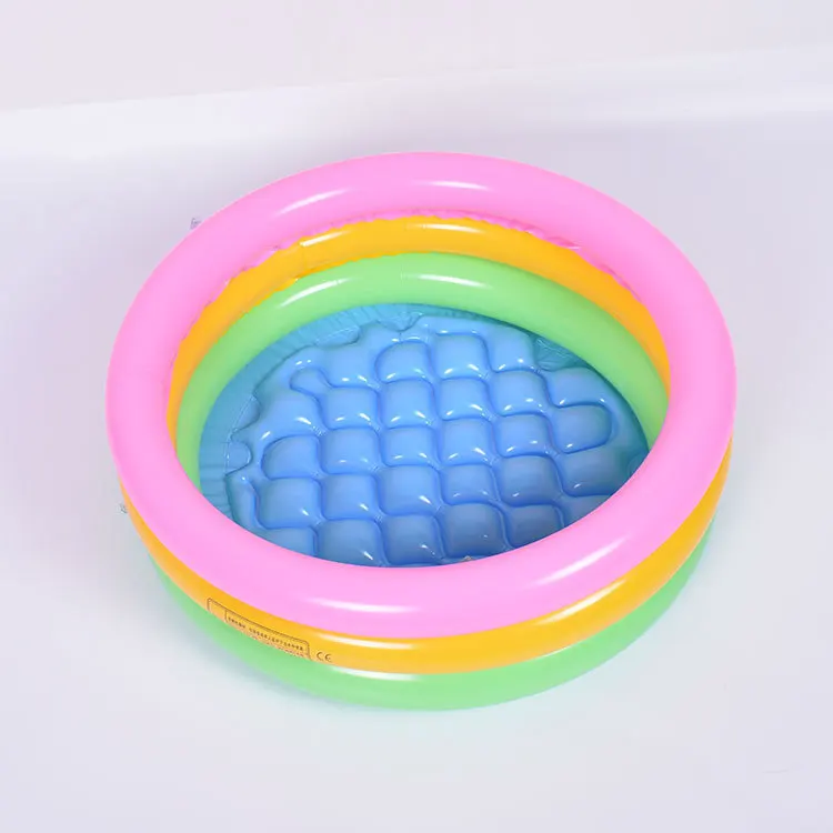 Piscina de água circular do arco-íris do PVC para crianças, brinquedo inflável para o bebê, três cores e 3 camadas, divertimento da água, 60cm, 90cm, 120cm