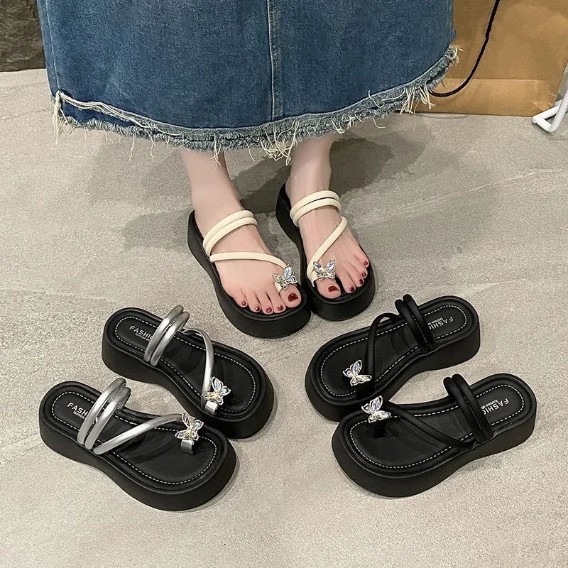

Summer Round Toe Comfortable pair Wear Sexy Elegant Flat Slippers for Women Fashion New Lightweight Non-slip Casual Sandals