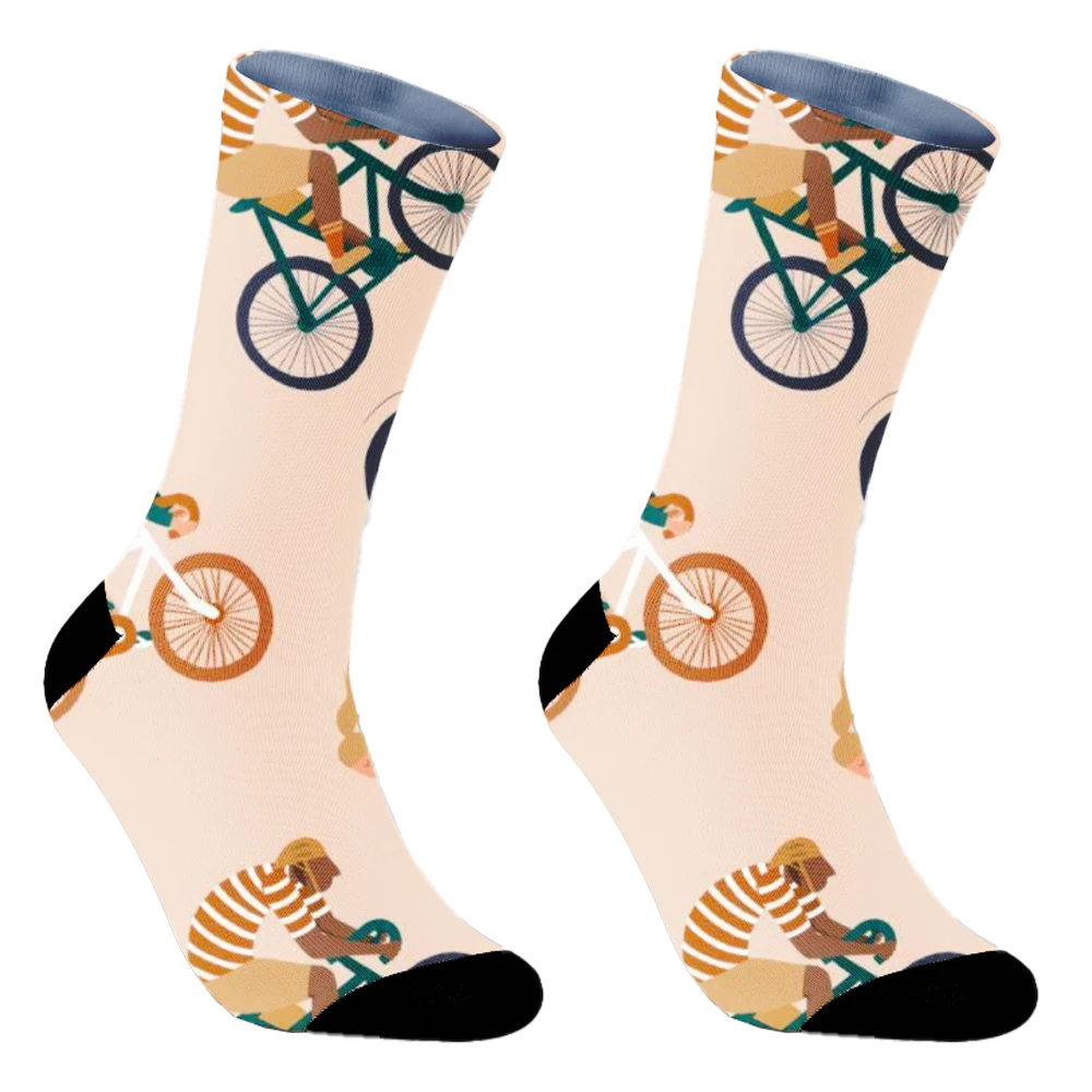 2024 New1 Pairs New Funky Skull Socks Men  Cartoon Alien Novelty Hip Hop Orange Crazy Trend Socks Gift