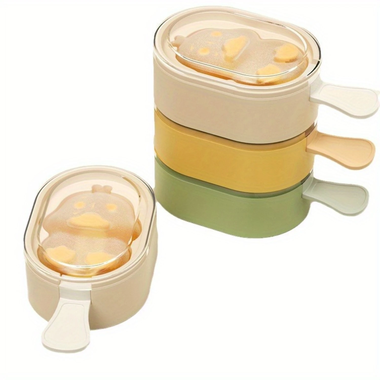 مجموعة قوالب ثلج بلاستيكية خالية من مادة BPA مكونة من 3 قطع، صانعات المصاصة على شكل بطة لطيفة للآيس كريم ومكعبات الثلج، مناسبة للأطفال