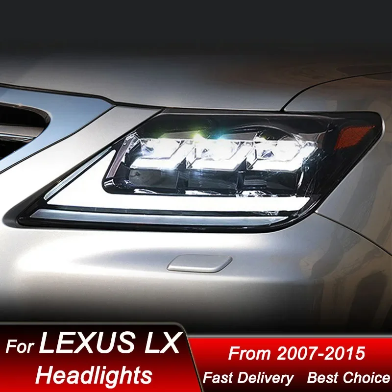 

Поп-стайлинг фар для Lexus LX LX570 2007-2015, полностью светодиодный новый стиль, фара в сборе, обновление, аксессуары для линз проектора