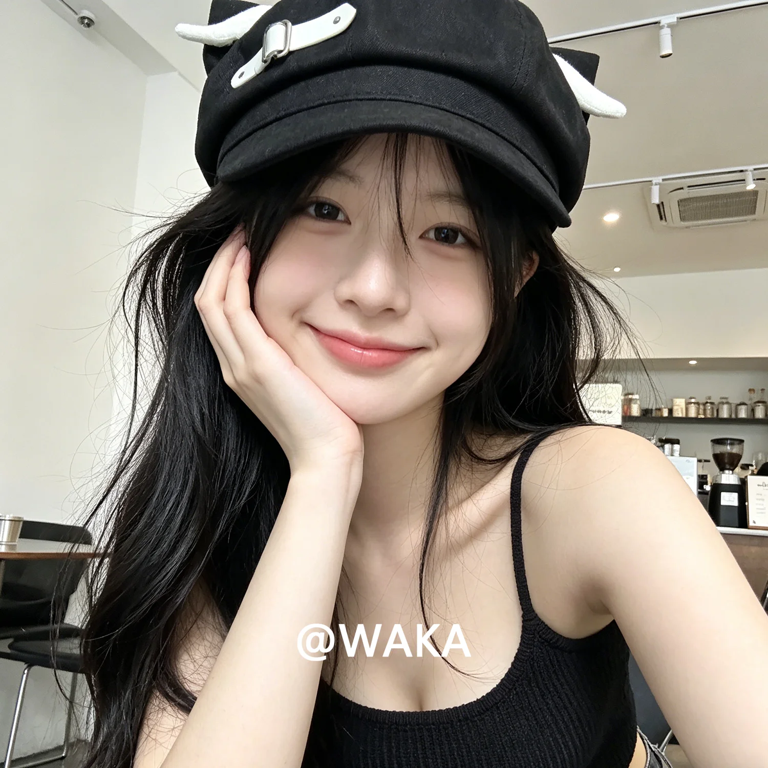 

WAKA Angel Wing Beret Hat for Women Men Adjustable Buckle Octagonal Newsboy Cap Y2K Streetwear Black Blue Casual Fashion Hat