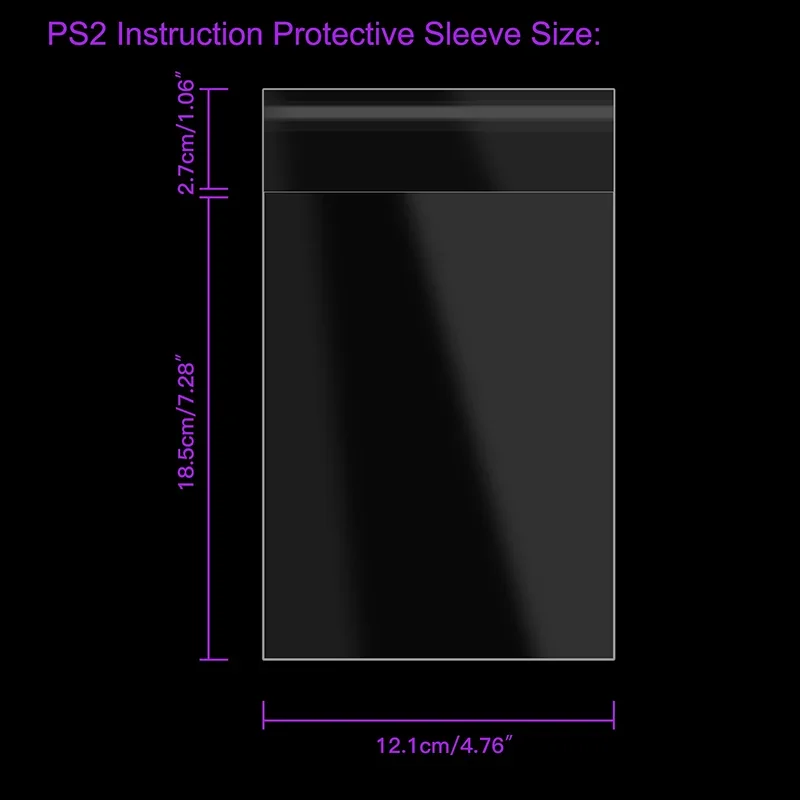 100pcs PS2 CD Game Case Resealable Sleeve OPP Plastic Bags Instruction Booklet Sleeves for Sony PS2 PS3 PS4 PS5 Manual Ps skin