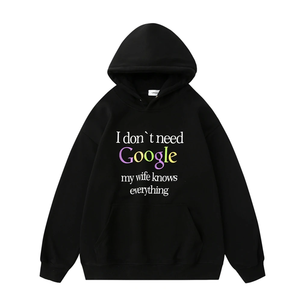 

Funny Letters Printed Hoodie Men Simple Style Pocket Hoodie Unisex Clothing 2 Colors