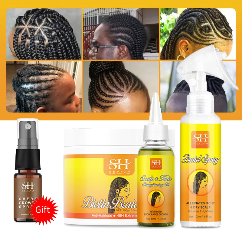 African Braid Knitted Clean Itch Relief Set Hair Shaping Cream Anti hair Break Anti itchy scalp Anti hairloss Cleaning Scalp