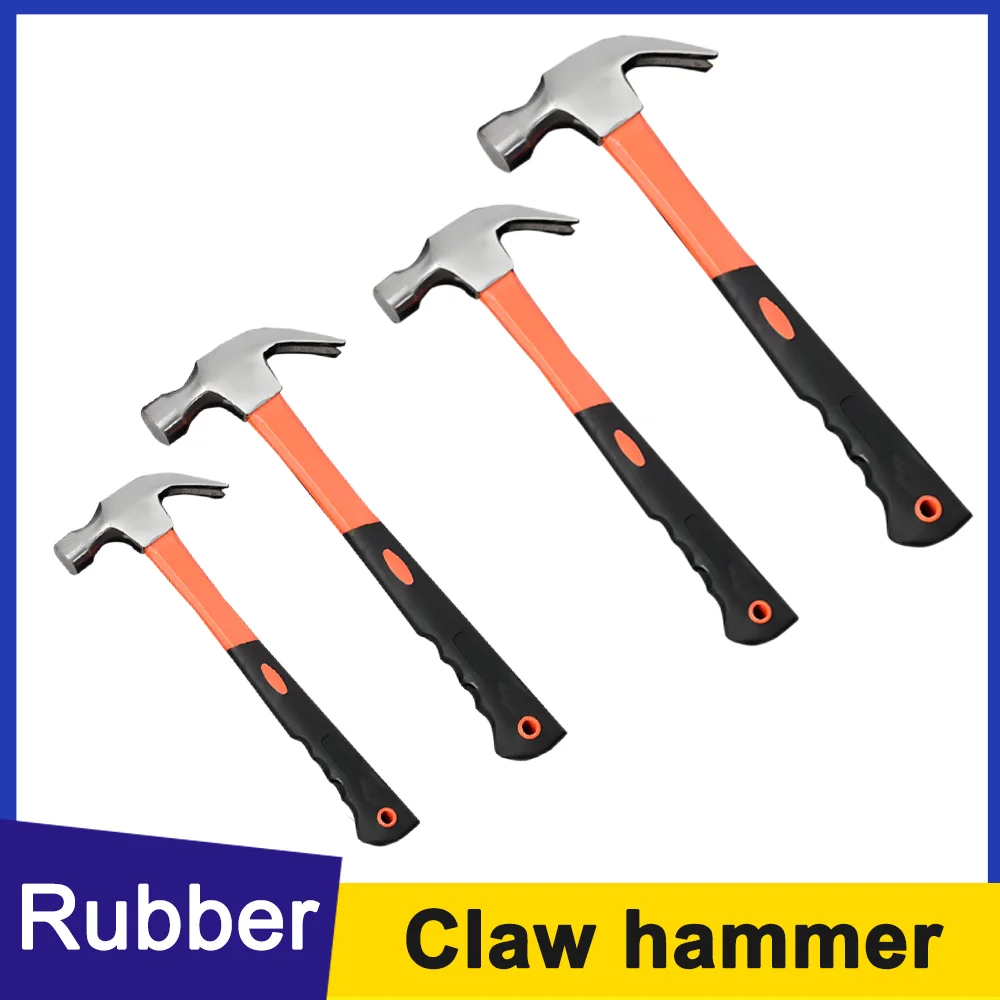 Multifunctional Claw Hammer Ramshorn Nail Hammer Rubber Handle Lightweight Portable Carpentry Window Breaking Hand Tools