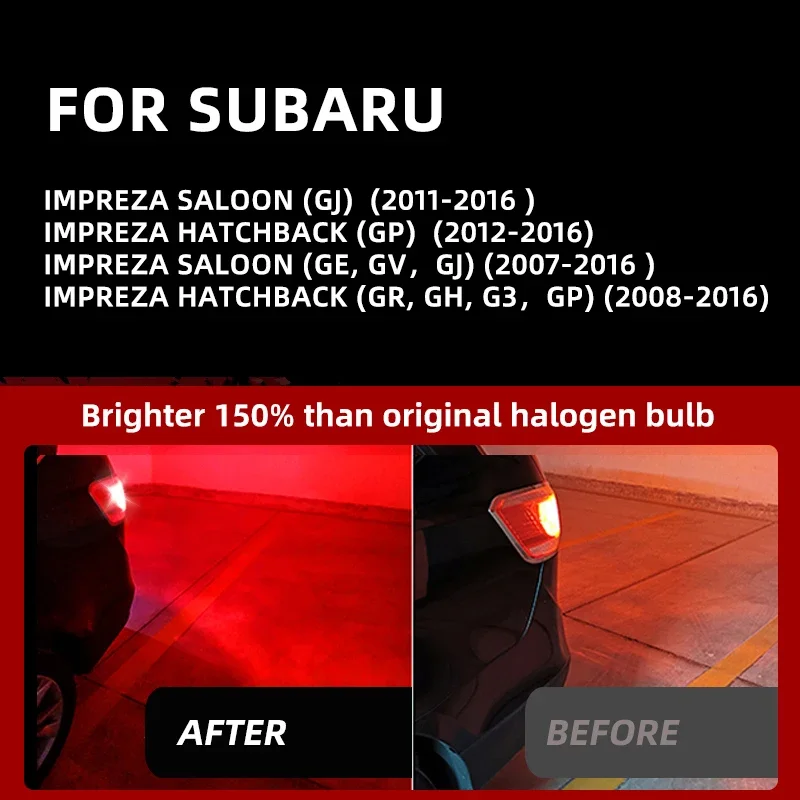 2pcs Car LED Brake Stop Lights Blubs Red For Subaru Impreza GJ GP GE GV GR GH 2007 2008 2009 2010 2011 2012 2013 2014 2015 2016 - view 2