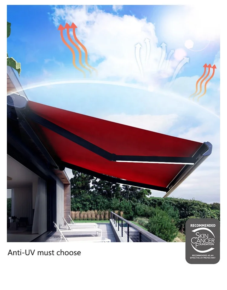 

1-7M Various Sizes Motorized Full Cassette Retractable Awning With LED Light