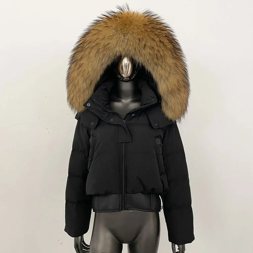 Hooded Natural Raccoon Fur Elegant Real Fox Fur Jacket Duck Down Jacket Lady Warm Female Puffer Jacket Women New Winter Coat