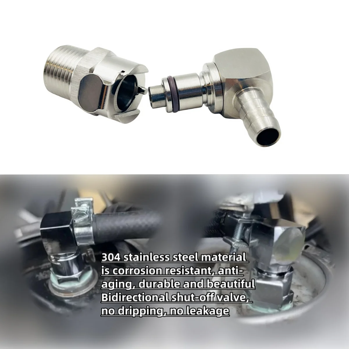 For BMW R1200GS ADV R1200RT S1000RR K1200R K1300R K1600GTL HP4 Rninet Quick release metal joint for fuel pump with shutoff valve image 5