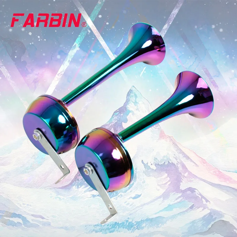 FARBIN Super Loud  Electric Whistle All Metal Colorful Chrome Electric Horn Car Whistle Horn Waterproof Car Horn Accessory