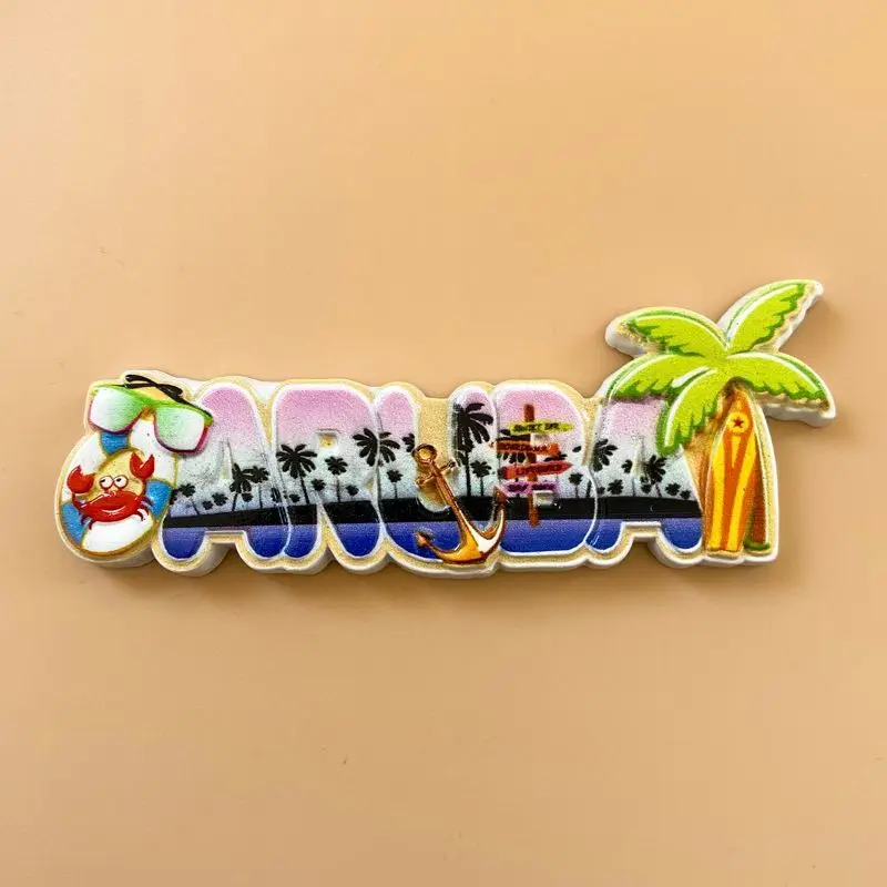 

Aruba Refrigerator Magnet Personalized Creative Travel Souvenir Letter Coconut Tree3DThree-DimensionalinsWind Decoration Strong